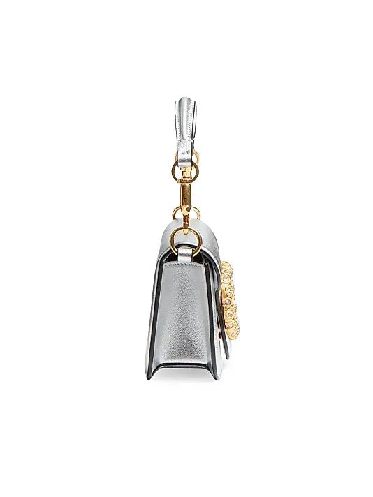Valentino Garavani Locò Small Silver Bag – Cuero Metálico y Cristales - Image 3