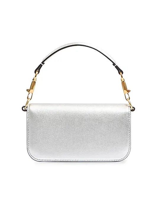 Valentino Garavani Locò Small Silver Bag – Cuero Metálico y Cristales - Image 4