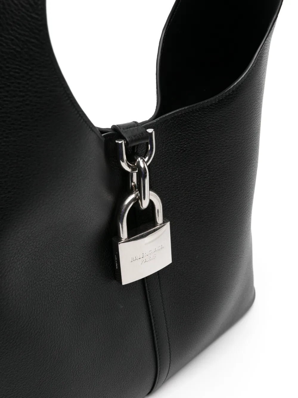 Balenciaga Crush Hobo Bag Negra con Candado – Minimalismo de Alta Costura - Image 2
