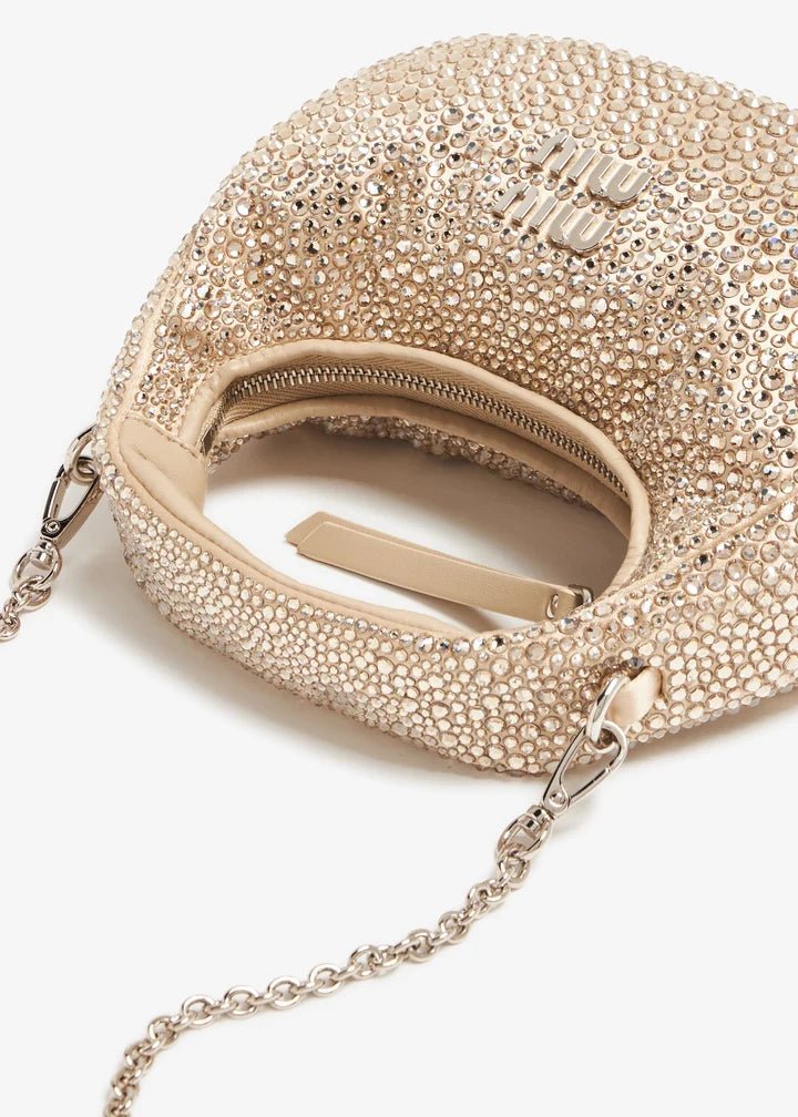 Mini Bag Miu Miu con Cristales Dorada – Cuero Hecho a Mano, Brillo de Lujo - Image 2