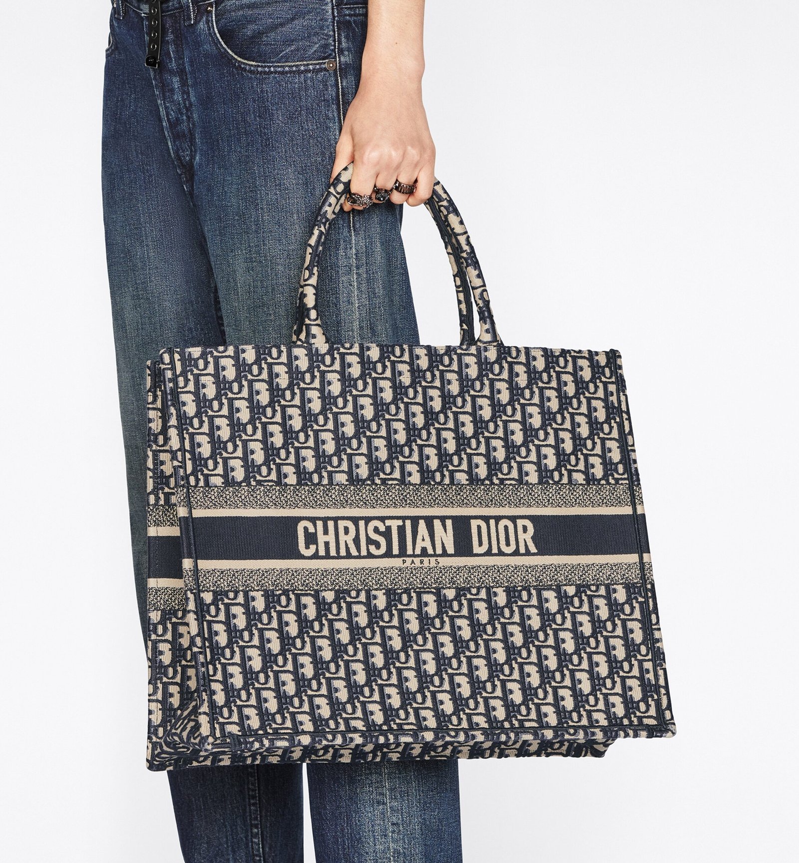 Bolso Dior Book Tote – Lona Oblique Azul - Image 4